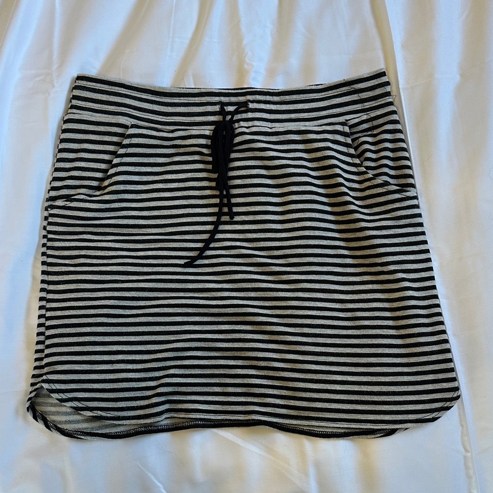 Renee C. Black and White Striped Mini Skirt